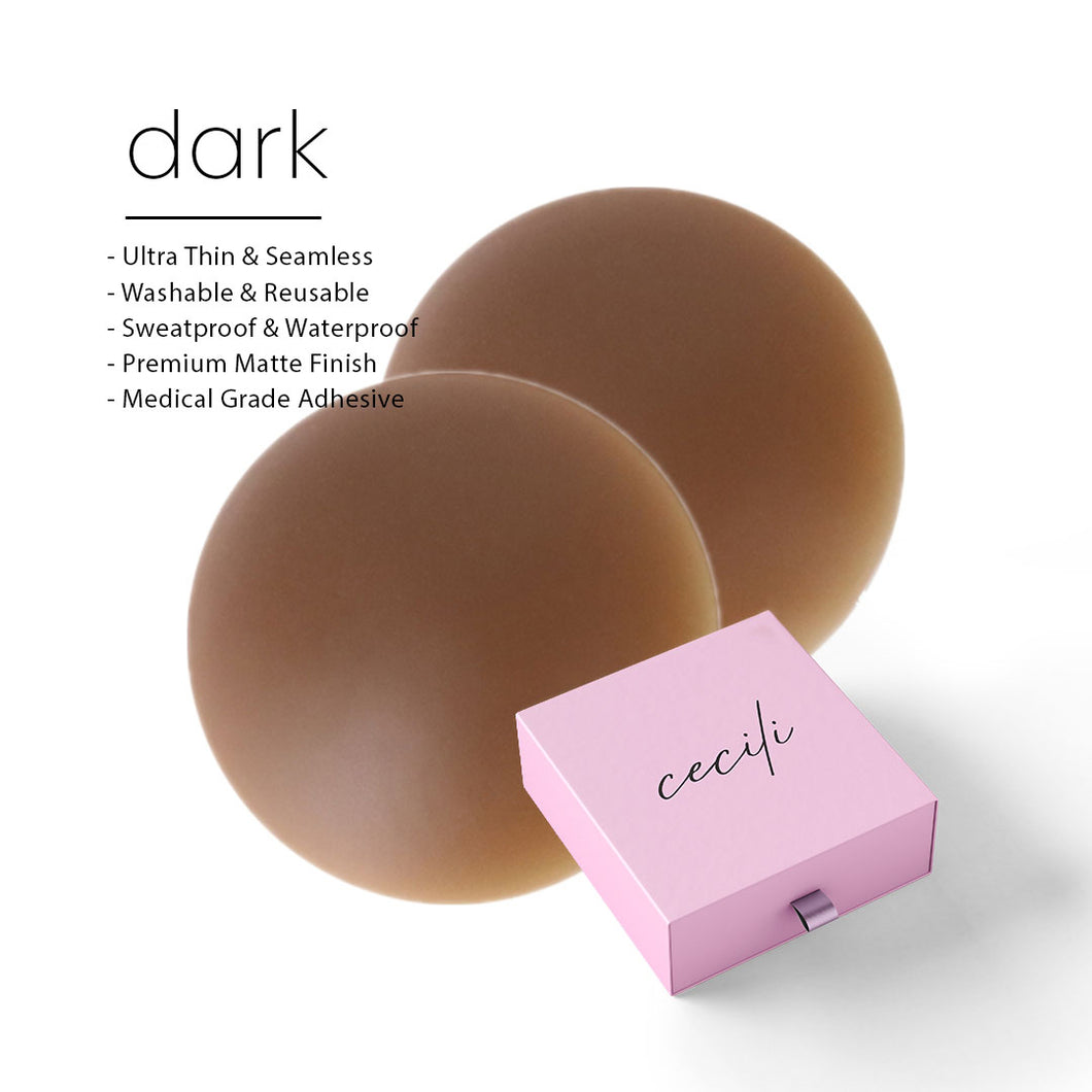 Dark Brown Reusable Silicone Nipple Covers / Nipple Pasties 